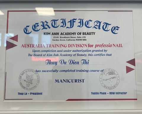 Australia professioNAIL Certifikat